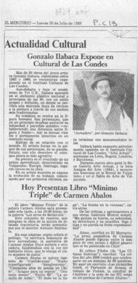 Hoy presentan libro "Mínimo triple" de Carmen Abalos  [artículo].