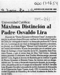 Máxima distinción al padre Osvaldo Lira  [artículo].