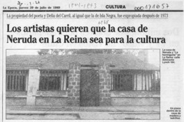 Los artistas quieren que la casa de Neruda en La Reina sea para la cultura