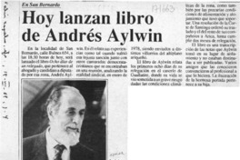 Hoy lanzan libro de Andrés Aylwin