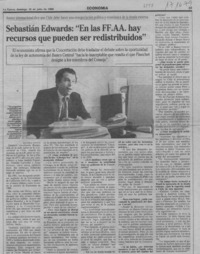 Sebastián Edwards, "En las FF.AA. hay recursos que pueden ser redistribuidos"  [artículo] Sandra Novoa.