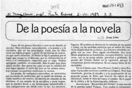 De la poesía a la novela  [artículo] Jorge Jobet.