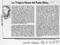 La trágica novia del poeta ebrio  [artículo] Raúl Morales Alvarez.