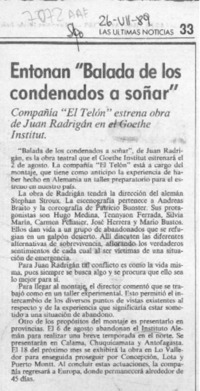 Entonan "Balada de los condenados a soñar"  [artículo].