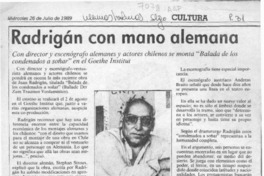 Radrigán con mano alemana  [artículo] Rodolfo Gambetti.