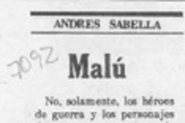 Malú  [artículo] Andrés Sabella.