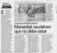 Literatura infantil chilena, manantial caudaloso que no debe cesar  [artículo].