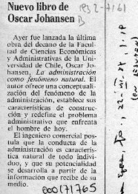 Nuevo libro de Oscar Johansen  [artículo].