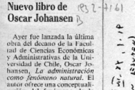 Nuevo libro de Oscar Johansen  [artículo].