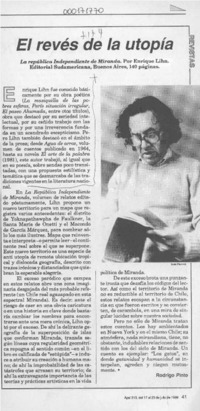 El revés de la utopía  [artículo] Rodrigo Pinto.