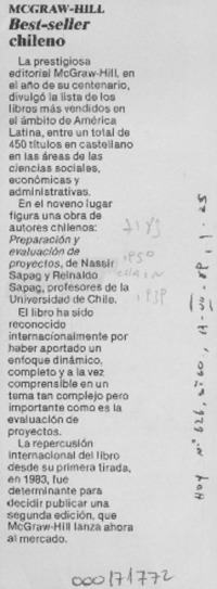 Best-seller chileno  [artículo].