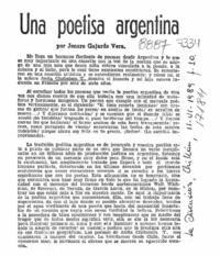 Una poetisa argentina  [artículo] Jenaro Gajardo Vera.