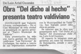 Obra "Del dicho al hecho" presenta teatro valdiviano