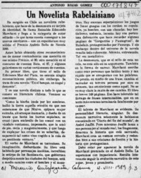 Un novelista rabelaisiano  [artículo] Antonio Rojas Gómez.
