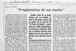 "Fragmentos de un sueño"  [artículo] Wellington Rojas Valdebenito.