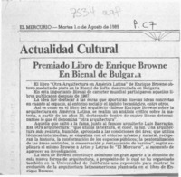 Premiado libro de Enrique Browne en Bienal de Bulgaria