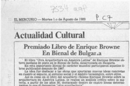Premiado libro de Enrique Browne en Bienal de Bulgaria
