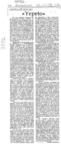 "Yepeto"  [artículo] Agustín Letelier Z.