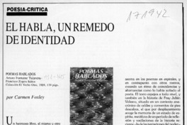 El habla, un remedo de identidad  [artículo] Carmen Foxley.