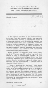 Visiones y ambiciones del televidente  [artículo] Manuela Gumucio.