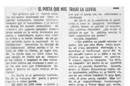 El poeta que nos trajo la lluvia  [artículo] Mario E. Banic.
