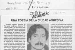Una poesía de la ciudad agresiva  [artículo] Diego Muñoz V.