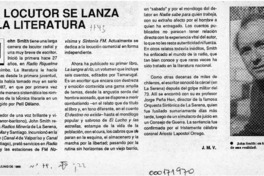 Un locutor se lanza a la literatura  [artículo] J. M. V.