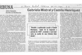 Gabriela Mistral y Camilo Henríquez  [artículo] Jaime Quezada.