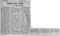 "Poesía para todos"  [artículo] Alberto Arraño.
