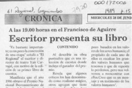 Escritor presenta su libro  [artículo].