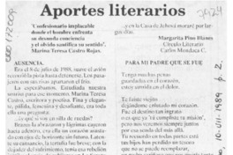 Aportes literarios  [artículo] Margarita Pino Illanes.