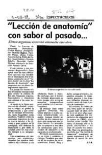 "Lección de anatomía" con sabor al pasado --  [artículo] J. P. R.