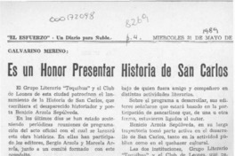 Es un honor presentar Historia de San Carlos  [artículo].