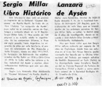 Sergio Millar lanzará libro histórico de Aysén  [artículo].