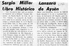 Sergio Millar lanzará libro histórico de Aysén  [artículo].