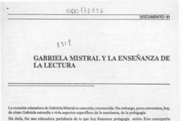 Gabriela Mistral y la enseñanza de la lectura  [artículo].