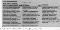 R. P. Osvaldo Lira obtuvo el premio Santo Tomás  [artículo].