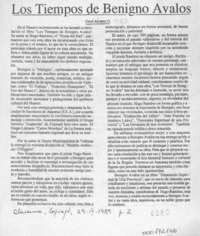 Los tiempos de Benigno Avalos  [artículo] Oriel Alvarez G.