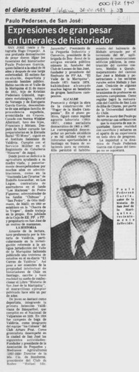 Expresiones de gran pesar en funerales de historiador  [artículo] Hugo Urquejo.