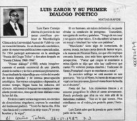 Luis Zaror y su "Primer diálogo" poético  [artículo] Matías Rafide.