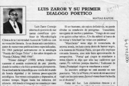 Luis Zaror y su "Primer diálogo" poético  [artículo] Matías Rafide.