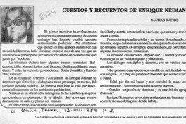 Cuentos y recuentos de Enrique Neiman  [artículo] Matías Rafide.