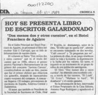 Hoy se presenta libro de escritor galardonado  [artículo].