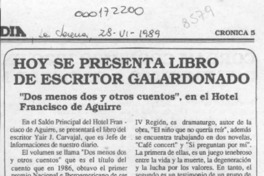 Hoy se presenta libro de escritor galardonado  [artículo].