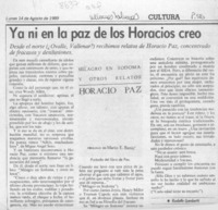 Ya ni en la paz de los Horacios creo  [artículo] Rodolfo Gambetti.