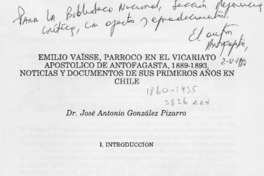 Emilio Vaïsse, Párroco en el Vicariato Apostólico de Antofagasta, 1889-1893