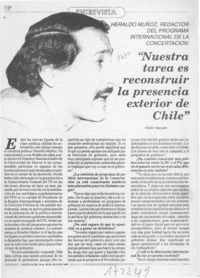 "Nuestra tarea es reconstruir la presencia exterior de Chile"  [artículo] Víctor Vaccaro.