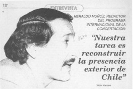 "Nuestra tarea es reconstruir la presencia exterior de Chile"  [artículo] Víctor Vaccaro.