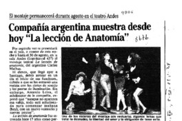 Compañía argentina muestra desde hoy "La lección de anatomía"  [artículo].