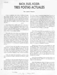 Bach, Siles, Kozer, tres poetas actuales